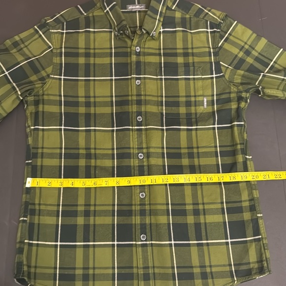 Eddie Bauer Green Plaid Flannel Button Shirt M - Picture 13 of 17